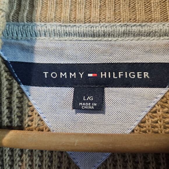 Vintage Tommy Hilfiger Cardigan Mens Large Brown Y2K Ribbed Knit Preppy Academia - Picture 9 of 10
